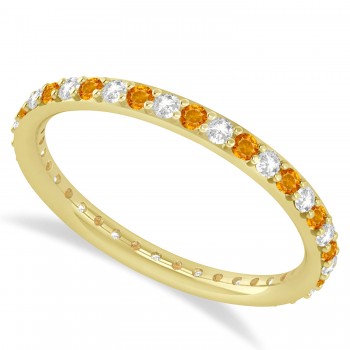 Diamond & Citrine Eternity Wedding Band 14k Yellow Gold (0.57ct)