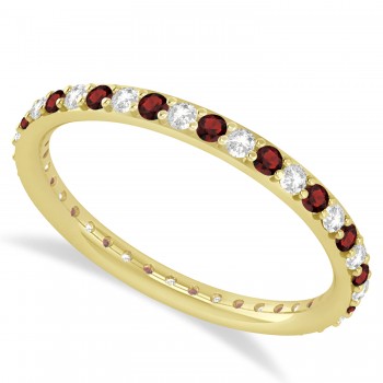 Diamond & Garnet Eternity Wedding Band 14k Yellow Gold (0.57ct)