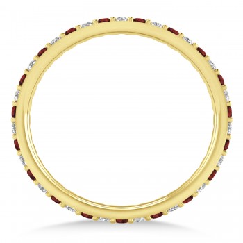Diamond & Garnet Eternity Wedding Band 14k Yellow Gold (0.57ct)
