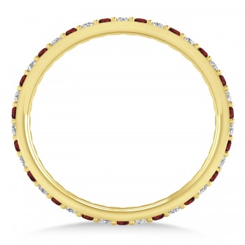 Diamond & Garnet Eternity Wedding Band 14k Yellow Gold (0.57ct)