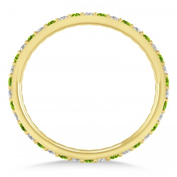 Diamond & Peridot Eternity Wedding Band 14k Yellow Gold (0.57ct)