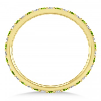 Diamond & Peridot Eternity Wedding Band 14k Yellow Gold (0.57ct)