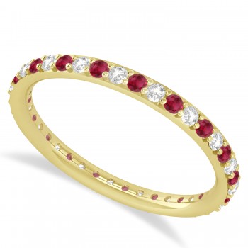 Diamond & Ruby Eternity Wedding Band 14k Yellow Gold (0.57ct)