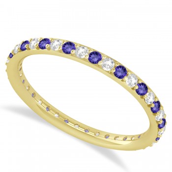 Diamond & Tanzanite Eternity Wedding Band 14k Yellow Gold (0.57ct)