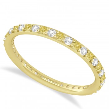 Yellow & White Diamond Eternity Wedding Band 14k Yellow Gold (0.57ct)