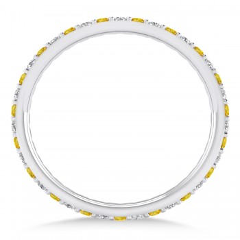 Diamond & Yellow Sapphire Eternity Wedding Band 14k White Gold (0.57ct)