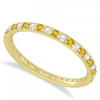 Diamond & Yellow Sapphire Eternity Wedding Band 14k Yellow Gold (0.57ct)