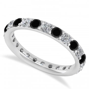 Black & White Diamond Eternity Wedding Band 14k White Gold (1.50ct)