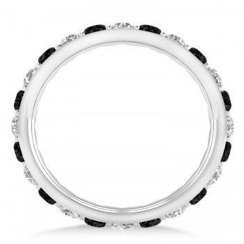 Black & White Diamond Eternity Wedding Band 14k White Gold (1.50ct)