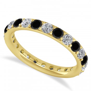 Black & White Diamond Eternity Wedding Band 14k Yellow Gold (1.50ct)