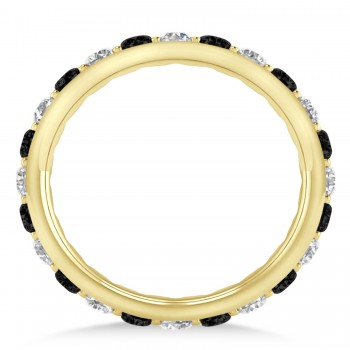 Black & White Diamond Eternity Wedding Band 14k Yellow Gold (1.50ct)