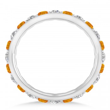 Diamond & Citrine Eternity Wedding Band 14k White Gold (1.50ct)