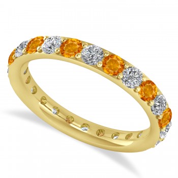 Diamond & Citrine Eternity Wedding Band 14k Yellow Gold (1.50ct)