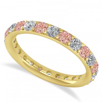 Diamond & Morganite Eternity Wedding Band 14k Yellow Gold (1.50ct)