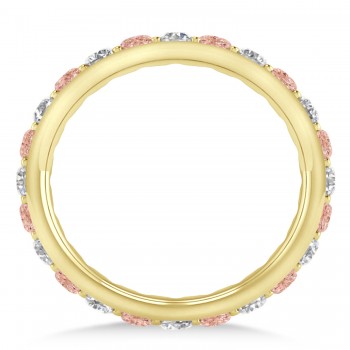 Diamond & Morganite Eternity Wedding Band 14k Yellow Gold (1.50ct)