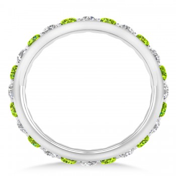 Diamond & Peridot Eternity Wedding Band 14k White Gold (1.50ct)