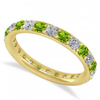 Diamond & Peridot Eternity Wedding Band 14k Yellow Gold (1.50ct)