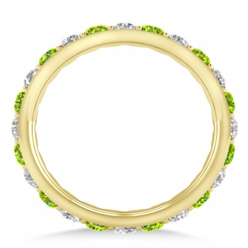 Diamond & Peridot Eternity Wedding Band 14k Yellow Gold (1.50ct)