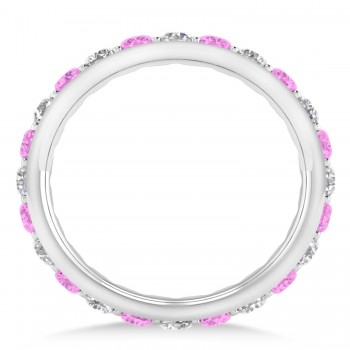 Diamond & Pink Sapphire Eternity Wedding Band 14k White Gold (1.50ct)