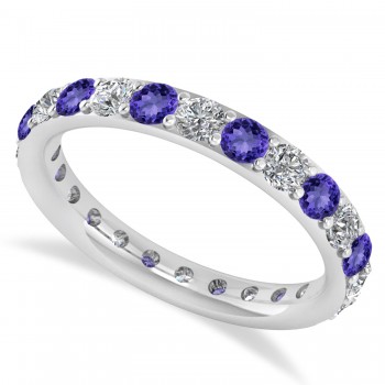 Diamond & Tanzanite Eternity Wedding Band 14k White Gold (1.50ct)