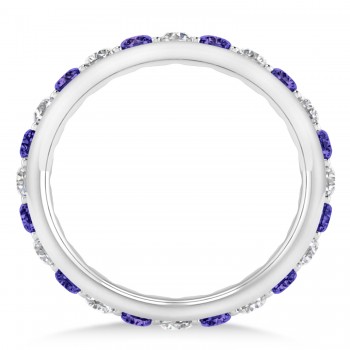 Diamond & Tanzanite Eternity Wedding Band 14k White Gold (1.50ct)