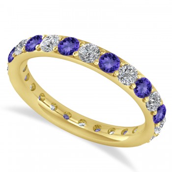 Diamond & Tanzanite Eternity Wedding Band 14k Yellow Gold (1.50ct)