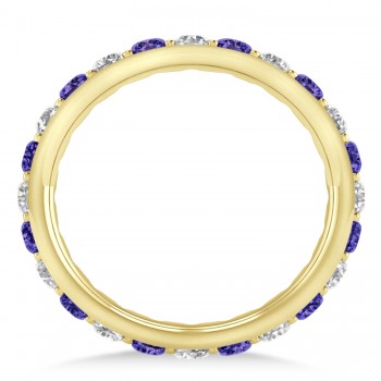 Diamond & Tanzanite Eternity Wedding Band 14k Yellow Gold (1.50ct)