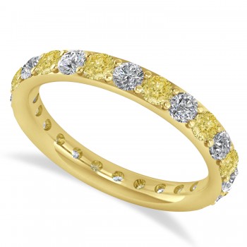 Yellow & White Diamond Eternity Wedding Band 14k Yellow Gold (1.50ct)