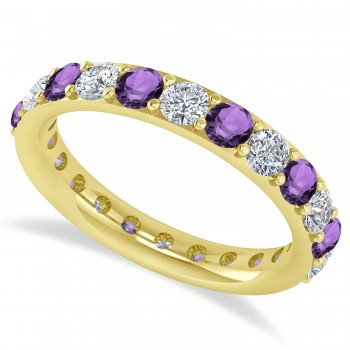 Diamond & Amethyst Eternity Wedding Band 14k Yellow Gold (2.00ct)