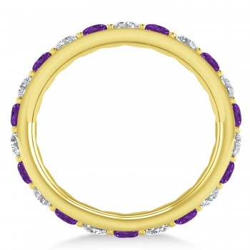 Diamond & Amethyst Eternity Wedding Band 14k Yellow Gold (2.00ct)