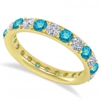 Blue & White Diamond Eternity Wedding Band 14k Yellow Gold (2.00ct)