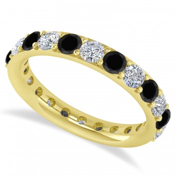 Black & White Diamond Eternity Wedding Band 14k Yellow Gold (2.00ct)