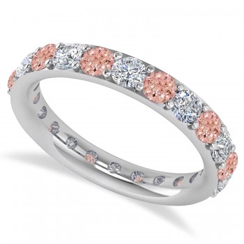 Diamond & Morganite Eternity Wedding Band 14k White Gold (2.00ct)