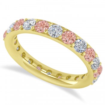 Diamond & Morganite Eternity Wedding Band 14k Yellow Gold (2.00ct)