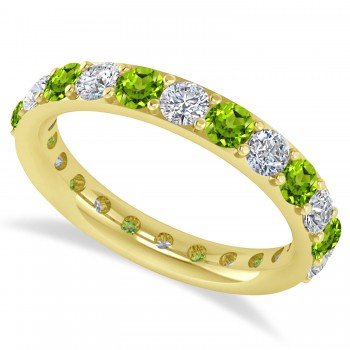 Diamond & Peridot Eternity Wedding Band 14k Yellow Gold (2.00ct)