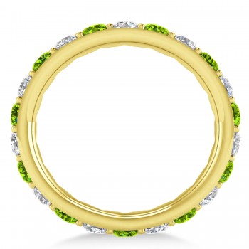 Diamond & Peridot Eternity Wedding Band 14k Yellow Gold (2.00ct)