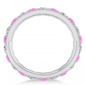 Diamond & Pink Sapphire Eternity Wedding Band 14k White Gold (2.00ct)