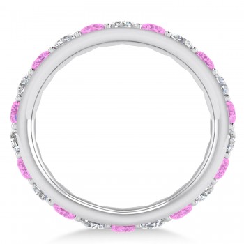 Diamond & Pink Sapphire Eternity Wedding Band 14k White Gold (2.00ct)