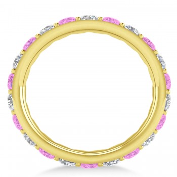 Diamond & Pink Sapphire Eternity Wedding Band 14k Yellow Gold (2.00ct)