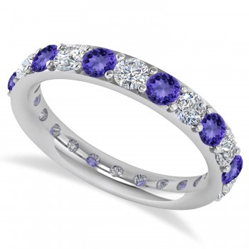 Diamond & Tanzanite Eternity Wedding Band 14k White Gold (2.00ct)