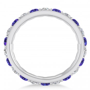 Diamond & Tanzanite Eternity Wedding Band 14k White Gold (2.00ct)