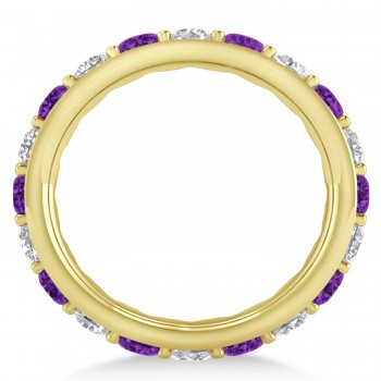 Diamond & Amethyst Eternity Wedding Band 14k Yellow Gold (2.50ct)