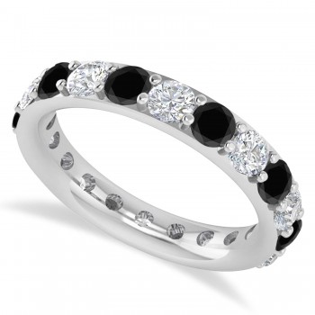 Black & White Diamond Eternity Wedding Band 14k White Gold (2.50ct)