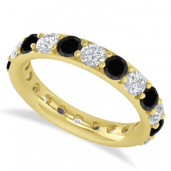 Black & White Diamond Eternity Wedding Band 14k Yellow Gold (2.50ct)