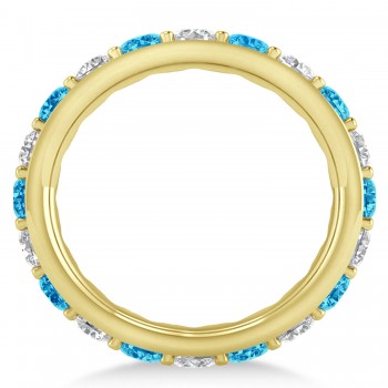 Diamond & Blue Topaz Eternity Wedding Band 14k Yellow Gold (2.50ct)