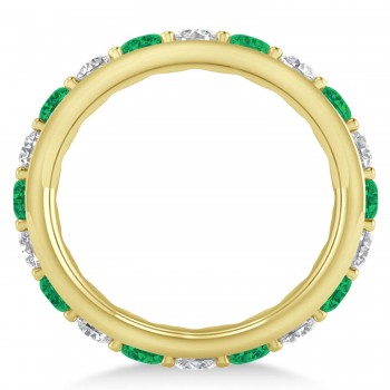 Diamond & Emerald Eternity Wedding Band 14k Yellow Gold (2.50ct)