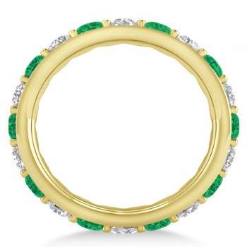 Diamond & Emerald Eternity Wedding Band 14k Yellow Gold (2.50ct)