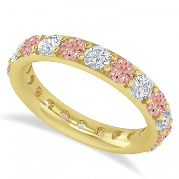 Diamond & Morganite Eternity Wedding Band 14k Yellow Gold (2.50ct)