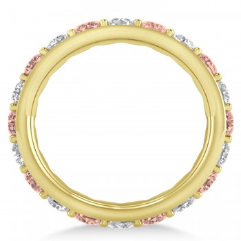 Diamond & Morganite Eternity Wedding Band 14k Yellow Gold (2.50ct)