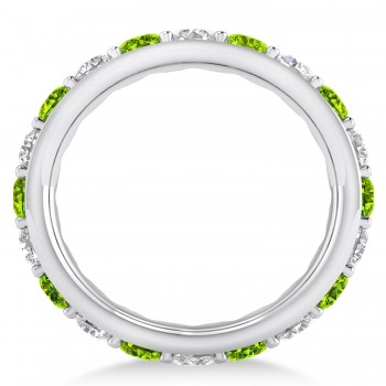 Diamond & Peridot Eternity Wedding Band 14k White Gold (2.50ct)